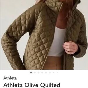 Athleta Quilted Puffer Jacket in Olive